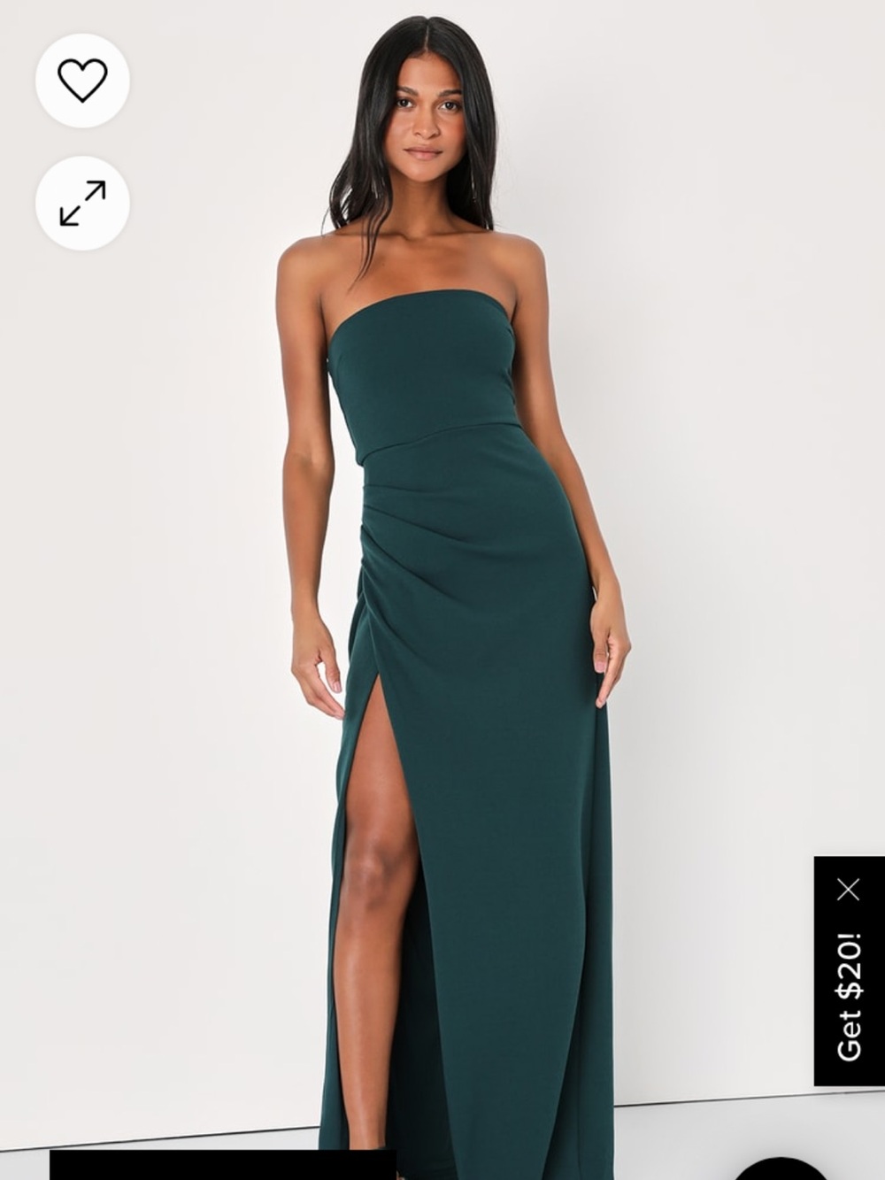 Lulu’s Emerald Green Strapless Formal Dress- size L